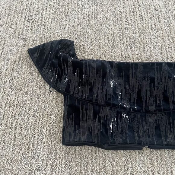 JAYGODFREY Black Sequence Off The Shoulder Crop Top - Picture 3 of 10